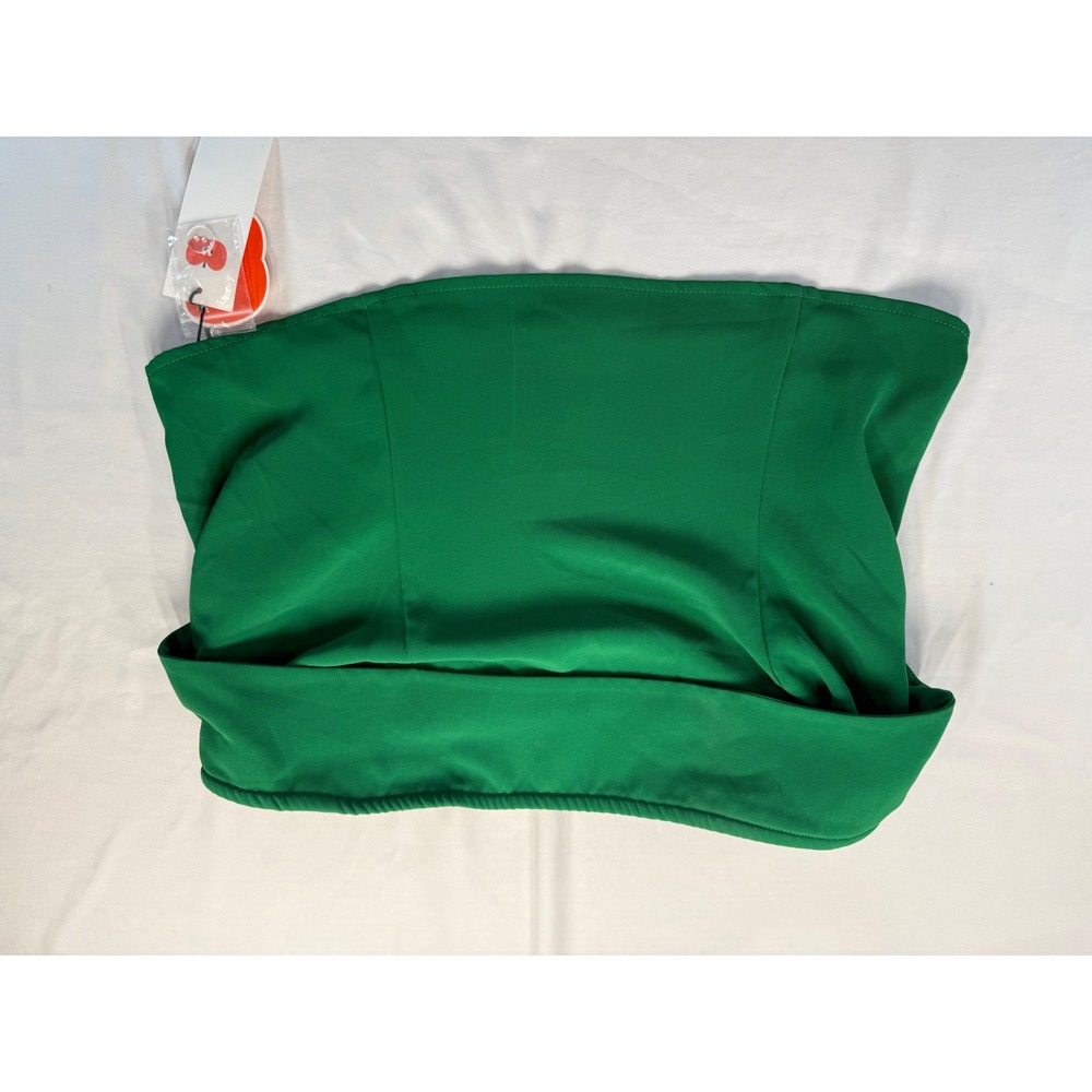 Cider Women Green Strapless Tube Top Size 1XL Smocked Back NWT Folded Neckline